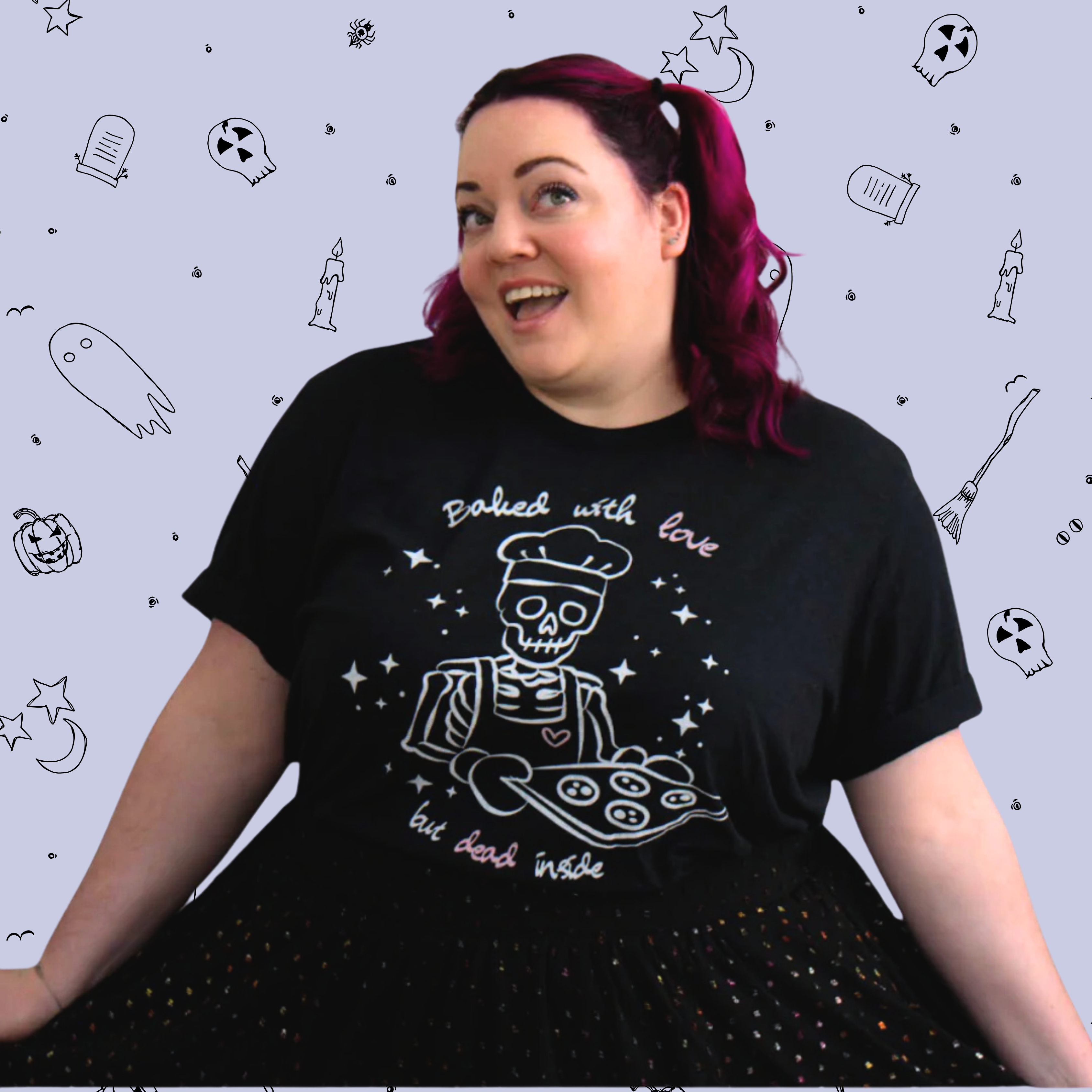 Baked with Love but Dead Inside Skeleton Baker Tee